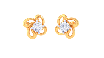 Floral Diamond Stud Earrings | Sculpted Prong-Set Swirl Design