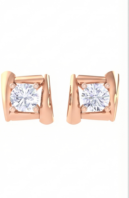 Round Diamond Stud Earrings | Four-Prong Basket Setting