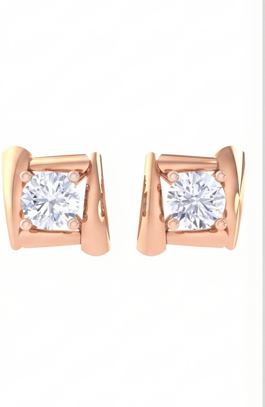 Round Diamond Stud Earrings | Four-Prong Basket Setting