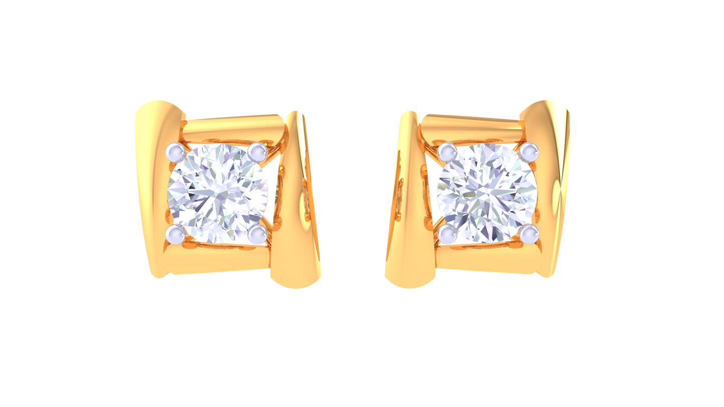round diamond stud earrings | four-prong basket setting
