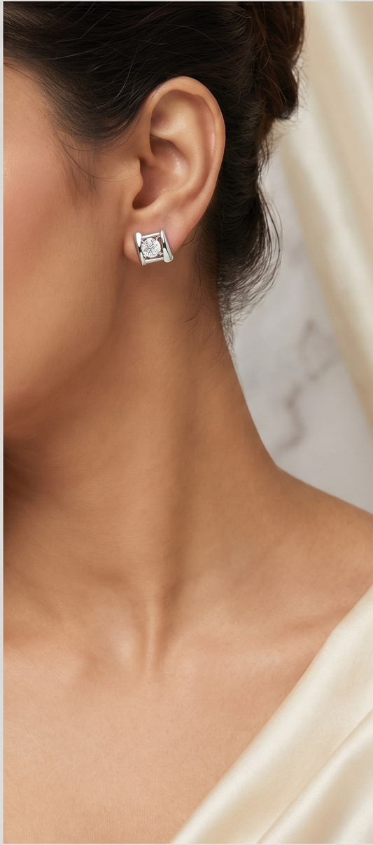 Round Diamond Stud Earrings | Four-Prong Basket Setting