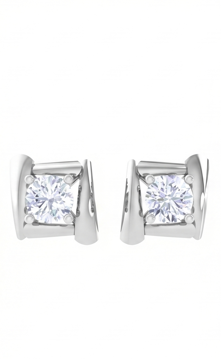 round diamond stud earrings | four-prong basket setting