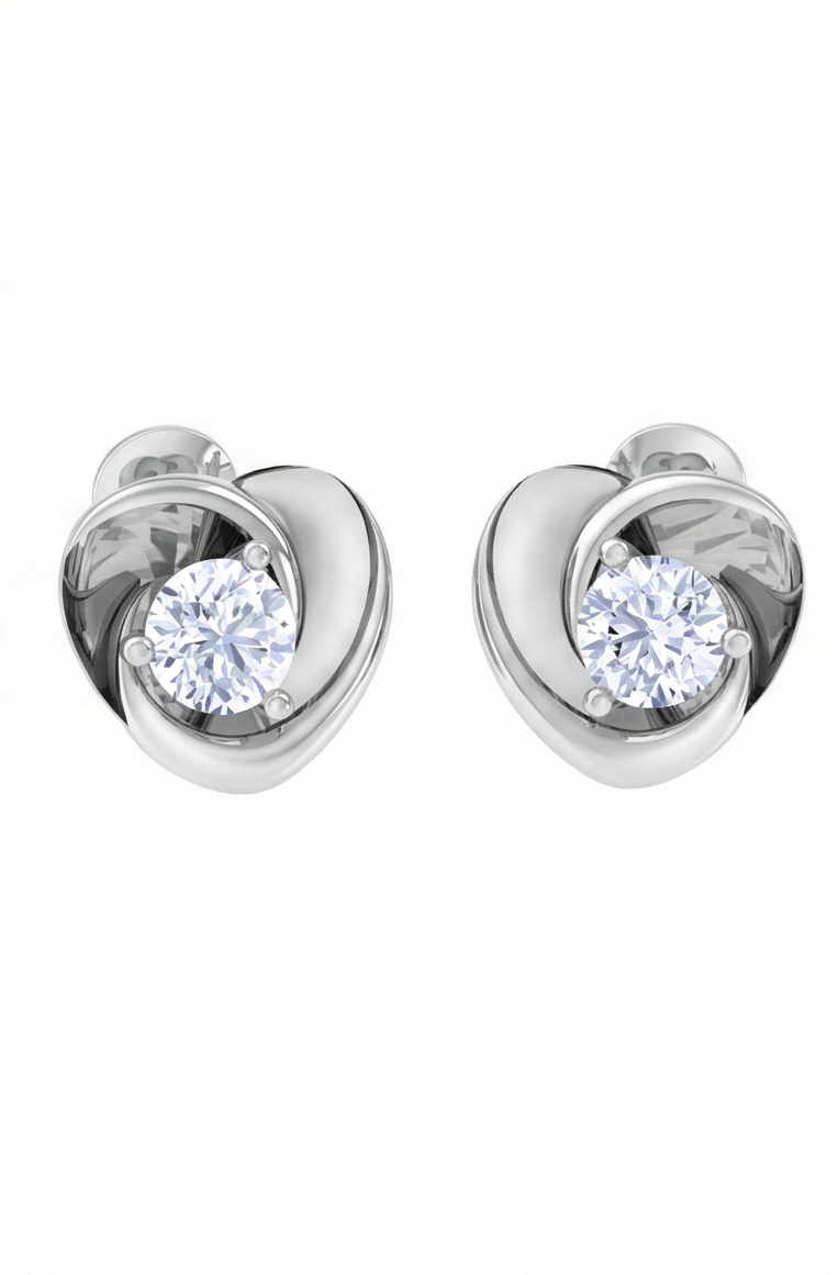 heart frame diamond stud earrings | sculpted prong-set open design