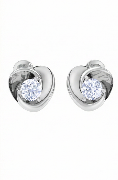 Heart Frame Diamond Stud Earrings | Sculpted Prong-Set Open Design