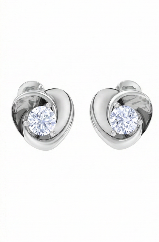 Heart Frame Diamond Stud Earrings | Sculpted Prong-Set Open Design