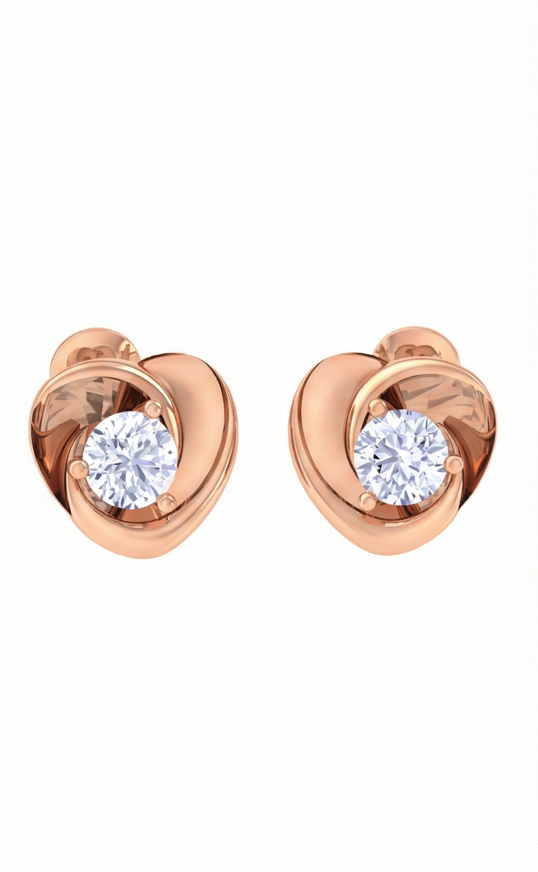 heart frame diamond stud earrings | sculpted prong-set open design