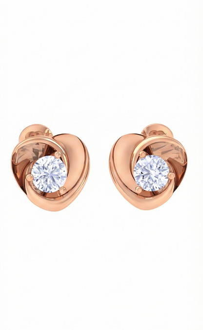 Heart Frame Diamond Stud Earrings | Sculpted Prong-Set Open Design