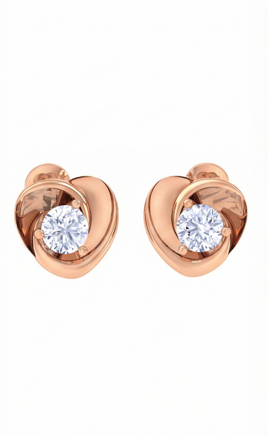 Heart Frame Diamond Stud Earrings | Sculpted Prong-Set Open Design