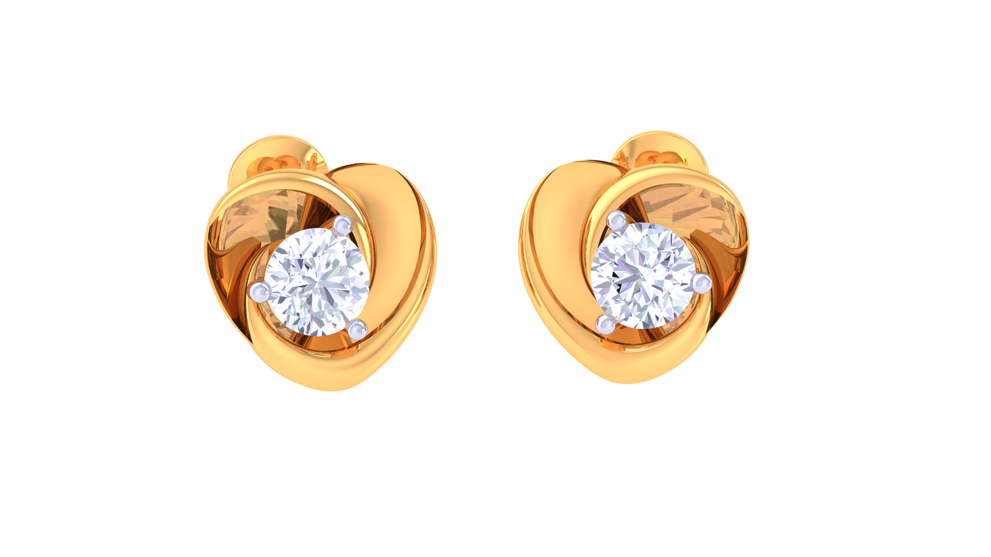 heart frame diamond stud earrings | sculpted prong-set open design