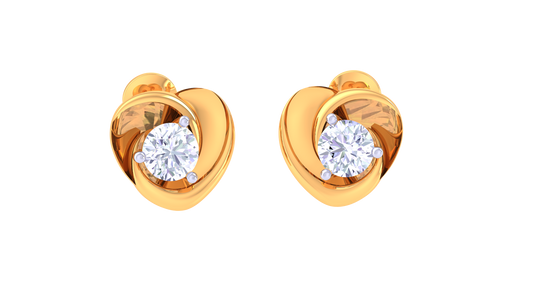 Heart Frame Diamond Stud Earrings | Sculpted Prong-Set Open Design