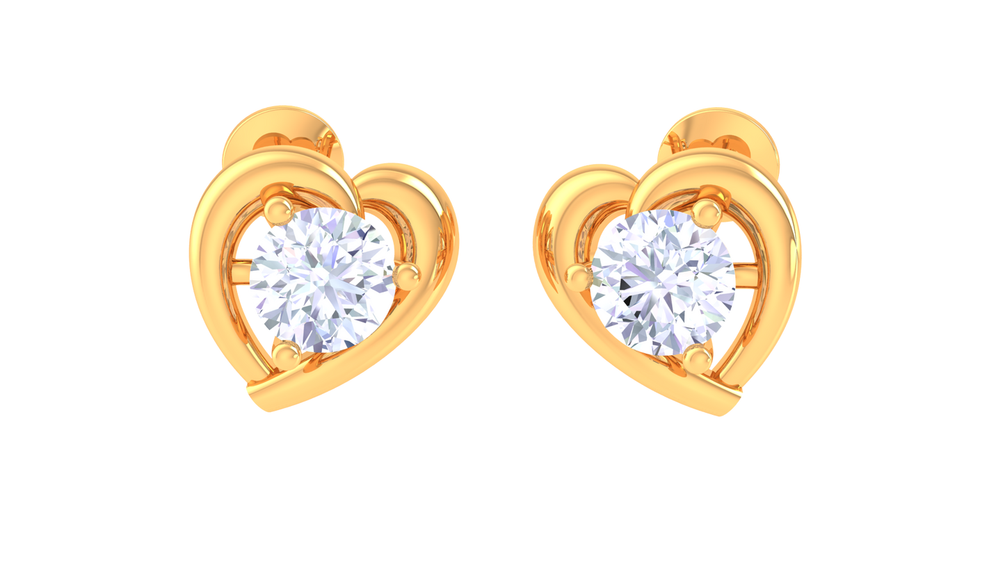 heart diamond stud earrings | sculpted prong-set open design