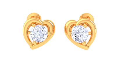 Heart Diamond Stud Earrings | Sculpted Prong-Set Open Design
