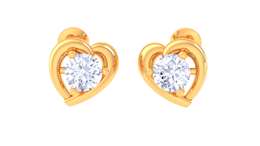 Heart Diamond Stud Earrings | Sculpted Prong-Set Open Design