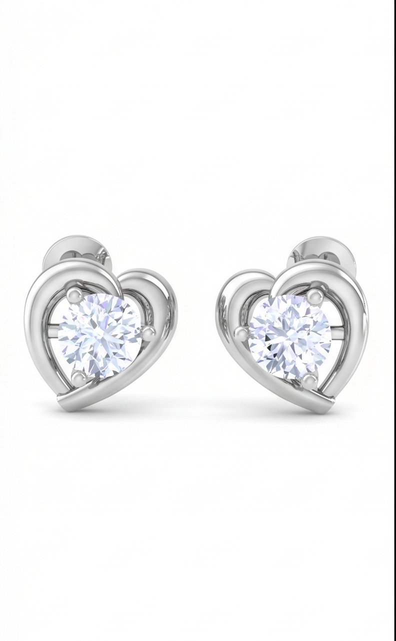 heart diamond stud earrings | sculpted prong-set open design