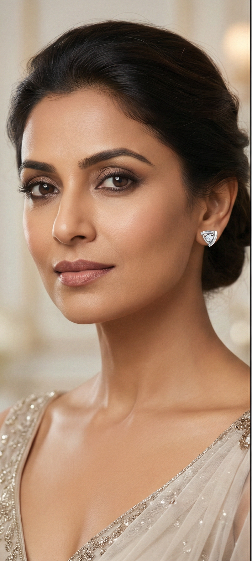 triangular frame diamond stud earrings | sculpted prong-set open design