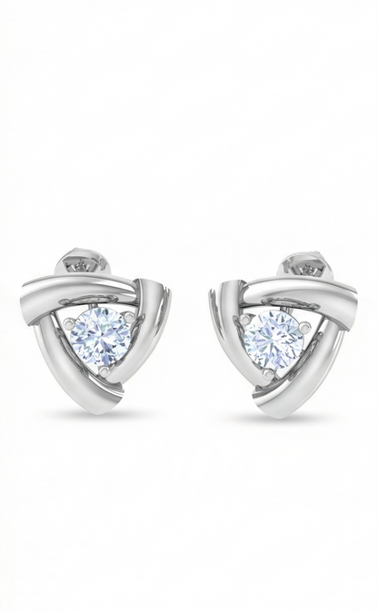 Triangular Frame Diamond Stud Earrings | Sculpted Prong-Set Open Design