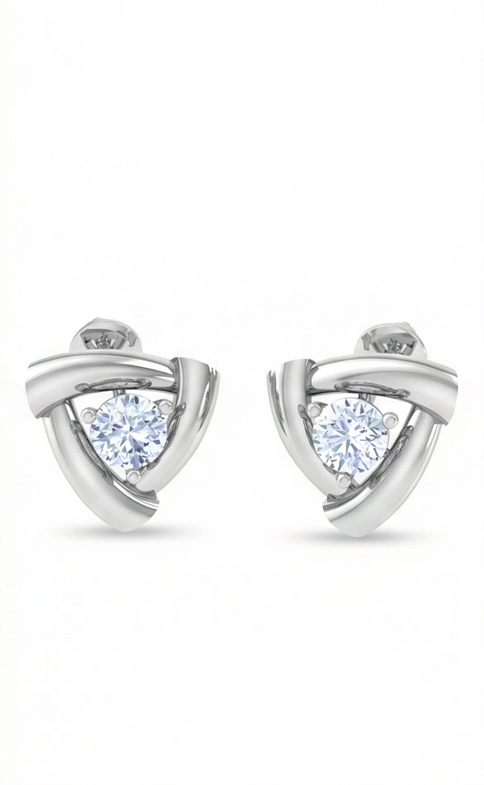 Triangular Frame Diamond Stud Earrings | Sculpted Prong-Set Open Design