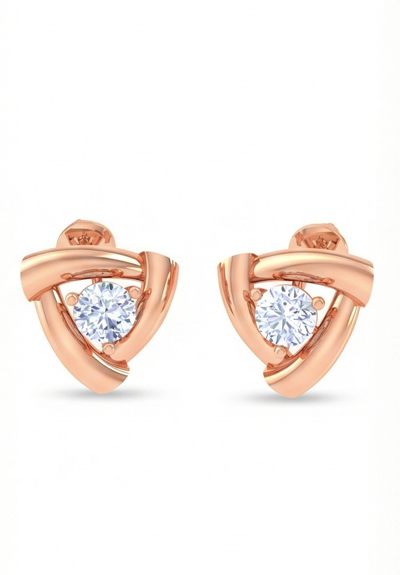 triangular frame diamond stud earrings | sculpted prong-set open design
