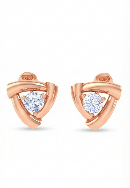 Triangular Frame Diamond Stud Earrings | Sculpted Prong-Set Open Design