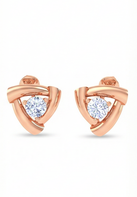 Triangular Frame Diamond Stud Earrings | Sculpted Prong-Set Open Design