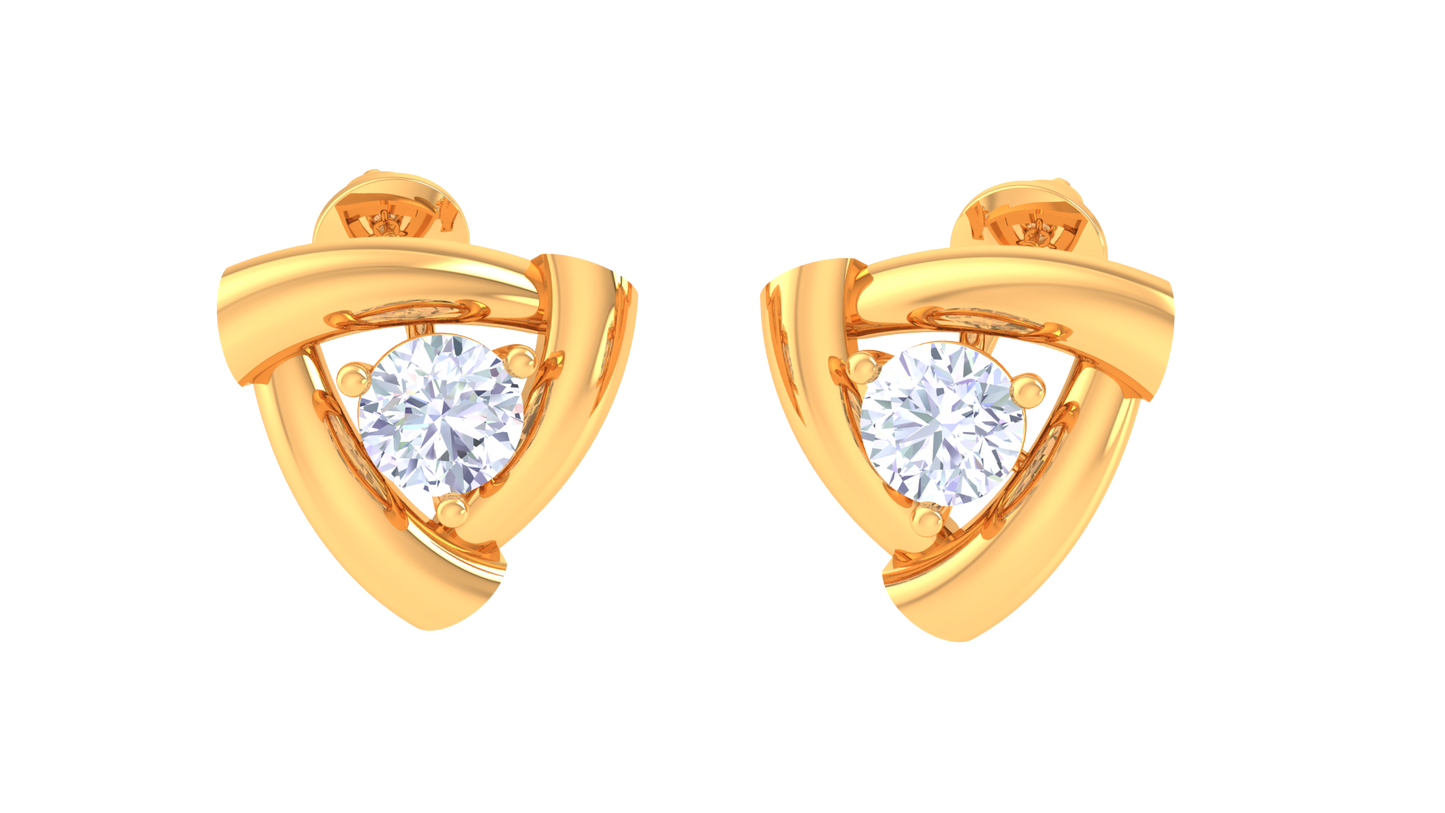 triangular frame diamond stud earrings | sculpted prong-set open design