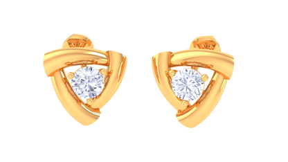 Triangular Frame Diamond Stud Earrings | Sculpted Prong-Set Open Design
