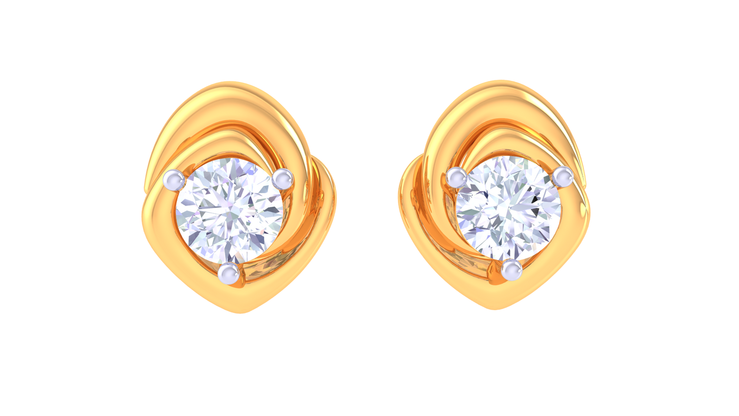 curved wrap diamond stud earrings | sculpted prong-set flow design