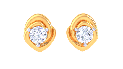 Curved Wrap Diamond Stud Earrings | Sculpted Prong-Set Flow Design
