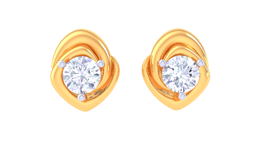 Curved Wrap Diamond Stud Earrings | Sculpted Prong-Set Flow Design