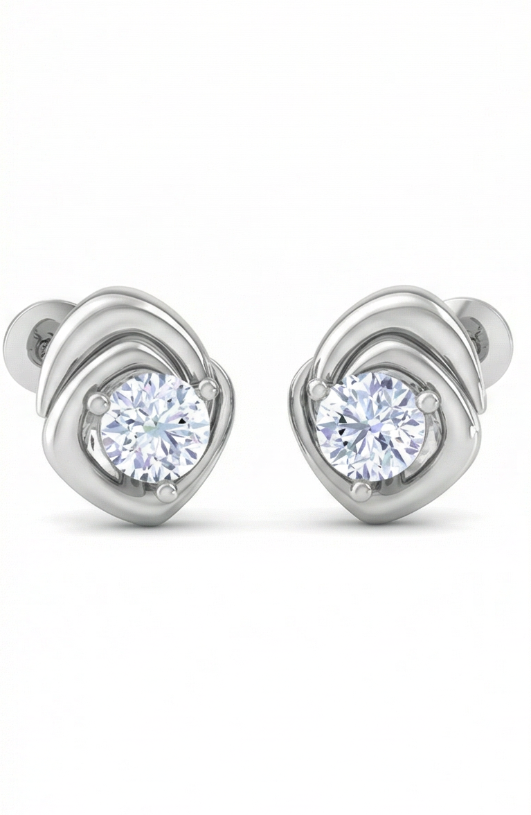 curved wrap diamond stud earrings | sculpted prong-set flow design
