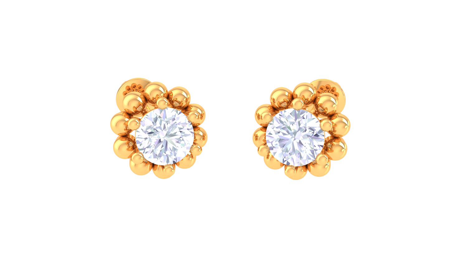 sunburst halo diamond stud earrings | sculpted prong-set radiant design