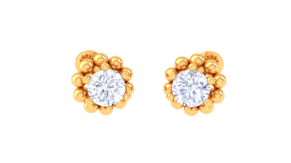 Sunburst Halo Diamond Stud Earrings | Sculpted Prong-Set Radiant Design