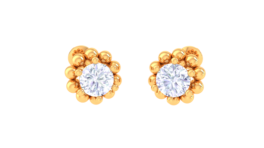Sunburst Halo Diamond Stud Earrings | Sculpted Prong-Set Radiant Design