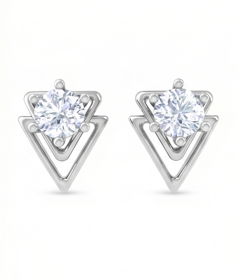 geometric triangle diamond stud earrings | open-frame prong-set design