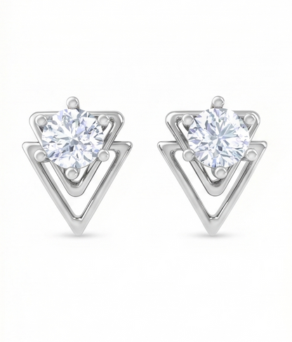 Geometric Triangle Diamond Stud Earrings | Open-Frame Prong-Set Design