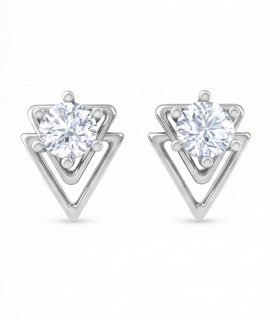 Geometric Triangle Diamond Stud Earrings | Open-Frame Prong-Set Design