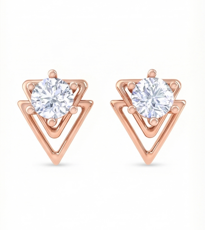 Geometric Triangle Diamond Stud Earrings | Open-Frame Prong-Set Design