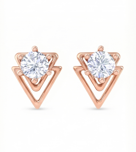 Geometric Triangle Diamond Stud Earrings | Open-Frame Prong-Set Design