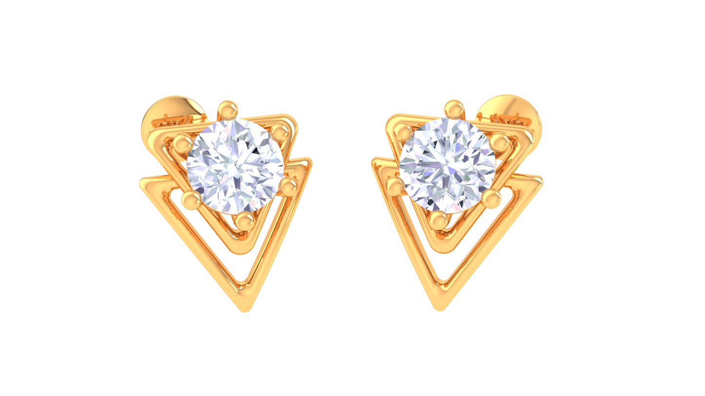 geometric triangle diamond stud earrings | open-frame prong-set design