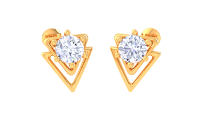Geometric Triangle Diamond Stud Earrings | Open-Frame Prong-Set Design
