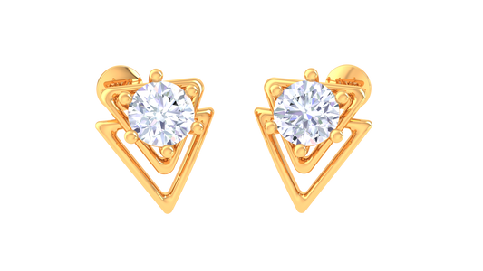 Geometric Triangle Diamond Stud Earrings | Open-Frame Prong-Set Design