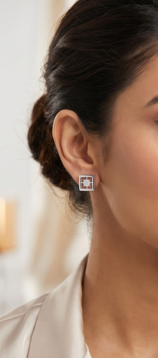 Floating Frame Diamond Stud Earrings | Open-Frame Prong-Set Design