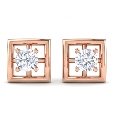 Floating Frame Diamond Stud Earrings | Open-Frame Prong-Set Design