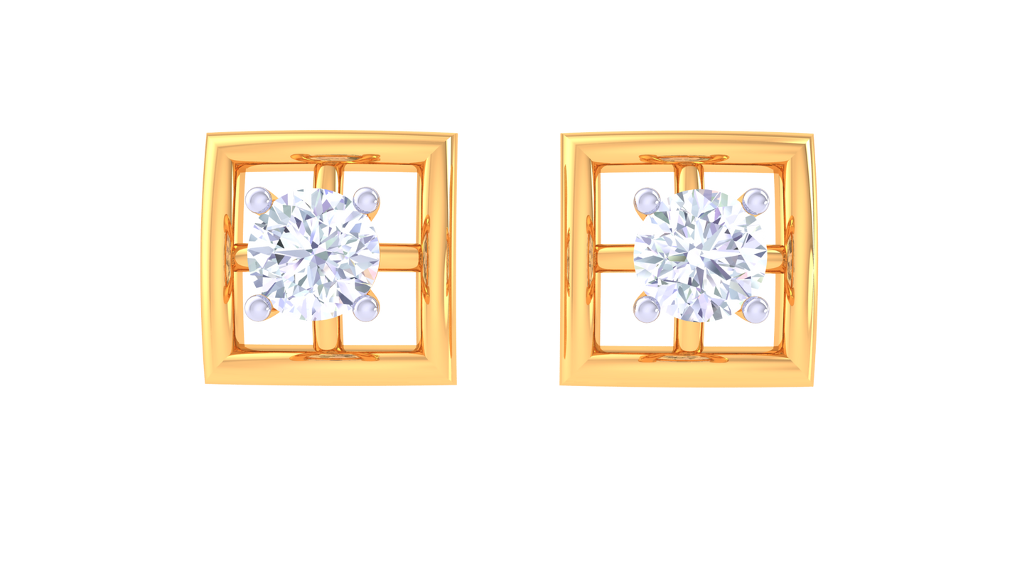 floating frame diamond stud earrings | open-frame prong-set design