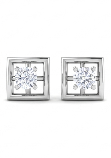 Floating Frame Diamond Stud Earrings | Open-Frame Prong-Set Design