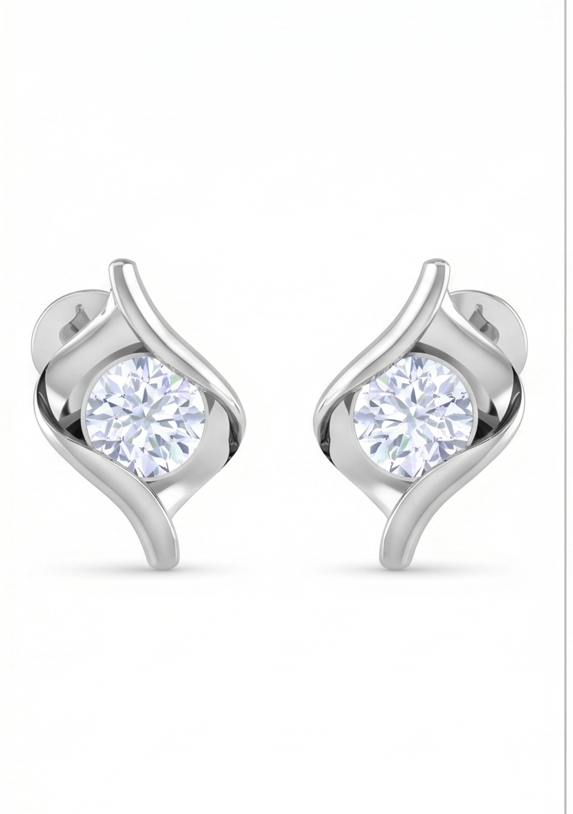 twisted loop diamond stud earrings | sculpted prong-set wrap design