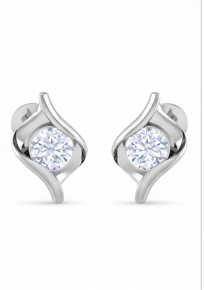 Twisted Loop Diamond Stud Earrings | Sculpted Prong-Set Wrap Design