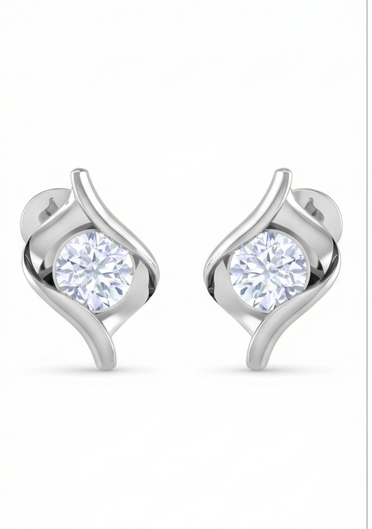 Twisted Loop Diamond Stud Earrings | Sculpted Prong-Set Wrap Design