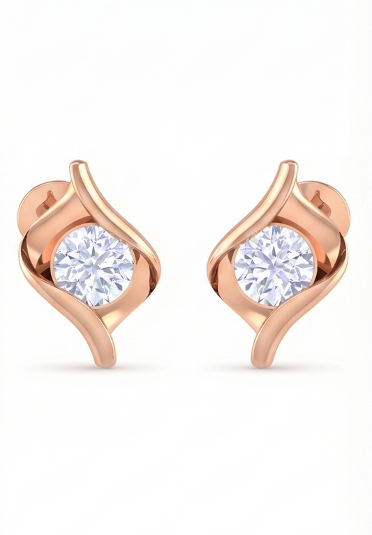 Twisted Loop Diamond Stud Earrings | Sculpted Prong-Set Wrap Design