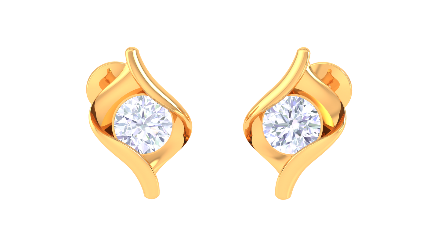 twisted loop diamond stud earrings | sculpted prong-set wrap design